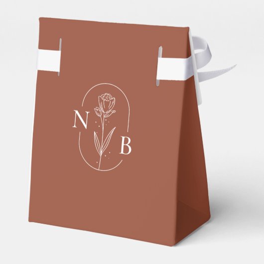 Boho Terracotta Burnt Orange Wedding Monogram Back Geschenkschachtel (Rückseite)