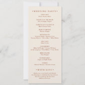 Boho Terracotta Burnt Orange Wedding Program (Rückseite)