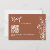 Boho Terracotta Burnt Orange Wedding QR Code RSVP Karte (Vorderseite)