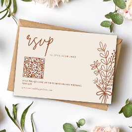 Boho Terracotta Burnt Orange Wedding QR Code RSVP Karte