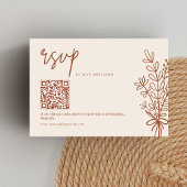 Boho Terracotta Burnt Orange Wedding QR Code RSVP Karte