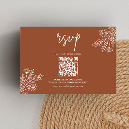 Boho Terracotta Burnt Orange Wedding QR Code RSVP Karte