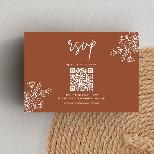 Boho Terracotta Burnt Orange Wedding QR Code RSVP Karte