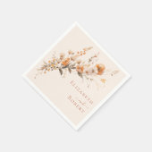 Boho Terracotta Burnt Orange Wildblumen Hochzeit Serviette (Ecke)