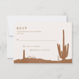 Boho Terracotta Cactus Desert Wedding RSVP Karte