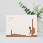 Boho Terracotta Cactus Desert Wedding RSVP Karte (Stehend Vorderseite)