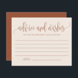Boho Terracotta Calligrafy Addon and Wishings Card<br><div class="desc">Frag den Gästen mit dieser individuell gestaltbaren Beratungskarte ihre Ratschläge und Wünsche zu geben. Es zeichnet sich durch Terrakotta moderne Kalligraphie und ein skurriles Konfetti-Muster aus. Personalisieren Sie Ihre persönlichen Daten, indem Sie Ihre eigenen Daten hinzufügen. Sie können auch das Hinterbild in ein Foto oder ein anderes Bild ändern. Diese...</div>