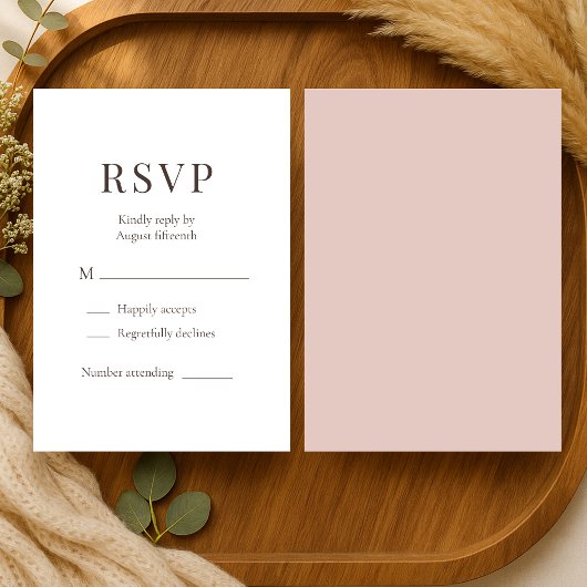 Boho Terracotta Clay Minimalist Wedding RSVP Karte