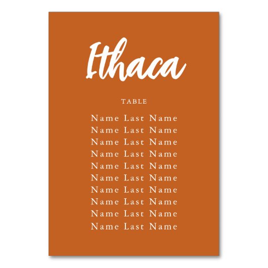 Boho Terracotta Custom Table Name Chart Tischnummer (Rückseite)