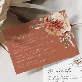 Boho Terracotta Dahlia Floral Elegante Hochzeit Begleitkarte
