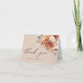 Boho Terracotta Dahlia Floral Elegante Hochzeit Dankeskarte (Vorderseite)