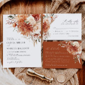 Boho Terracotta Dahlia Floral Elegante Hochzeit RSVP Karte
