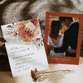 Boho Terracotta Dahlia Rose Einladung Hochzeit