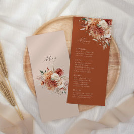 Boho Terracotta Dahlia Rose Elegante Hochzeit Menükarte