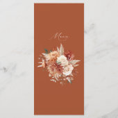 Boho Terracotta Dahlia Rose Elegante Hochzeit Menükarte (Rückseite)