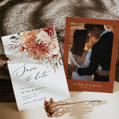 Boho Terracotta Dahlia Rose Floral Elegante Hochze Save The Date