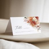 Boho Terracotta Dahlia Rose Wedding Platzkarte