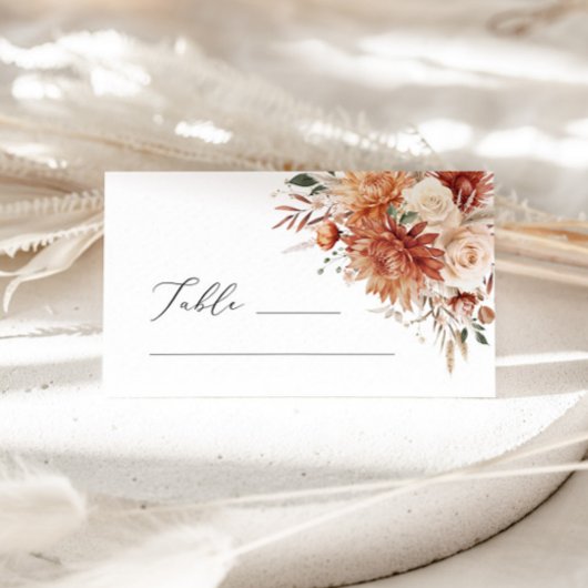 Boho Terracotta Dahlia Rose Wedding Platzkarte