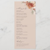 Boho Terracotta Dahlia Rose Wedding Programm (Rückseite)