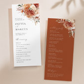 Boho Terracotta Dahlia Rose Wedding Programm
