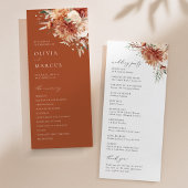Boho Terracotta Dahlia Rose Wedding Programm