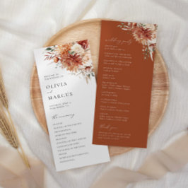 Boho Terracotta Dahlia Rose Wedding Programm