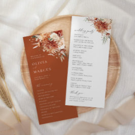 Boho Terracotta Dahlia Rose Wedding Programm
