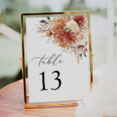 Boho Terracotta Dahlia Rose Wedding Tischnummer