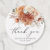 Boho Terracotta Dahlia Rose Wedding Vielen Dank Geschenkanhänger (Vorderseite)