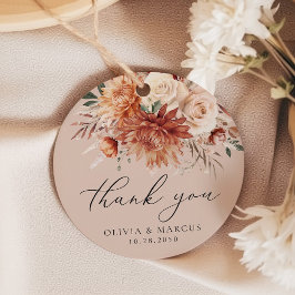 Boho Terracotta Dahlia Rose Wedding Vielen Dank Geschenkanhänger