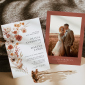 Boho Terracotta Dahlia Wildblume Elegante Hochzeit Einladung