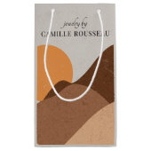 Boho Terracotta Desert Sun Mountains Abstrakt Kleine Geschenktüte (Rückseite)
