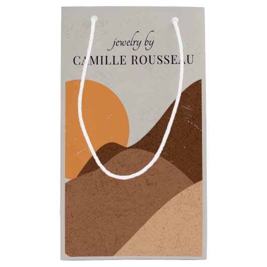 Boho Terracotta Desert Sun Mountains Abstrakt Kleine Geschenktüte (Rückseite)