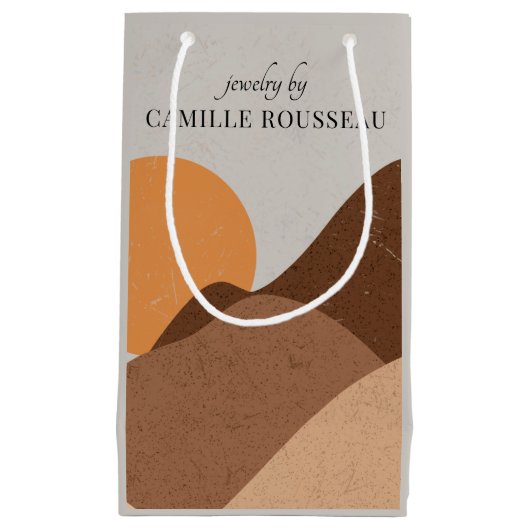 Boho Terracotta Desert Sun Mountains Abstrakt Kleine Geschenktüte (Vorderseite)