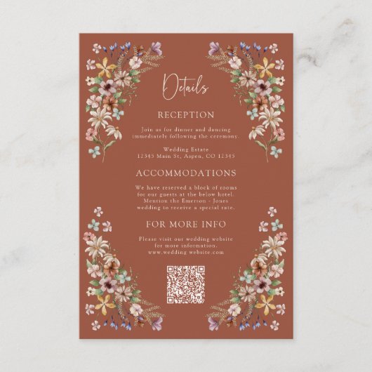 Boho Terracotta - Detail-Karte Begleitkarte (Vorderseite)