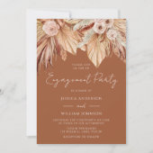 Boho Terracotta Dried Floral Engagement Party Einladung (Vorderseite)