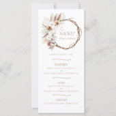 Boho Terracotta Dried Floral Wreath Wedding Menu (Vorderseite)