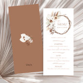 Boho Terracotta Dried Floral Wreath Wedding Menu