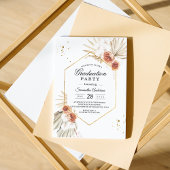 Boho Terracotta Dried Palm & Rose Graduation Party Einladung