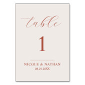 Boho Terracotta Earth Tone Rust & Beige Wedding Tischnummer (Vorderseite)