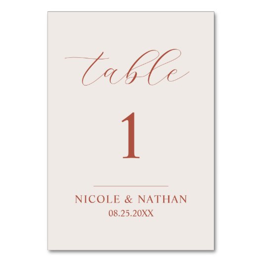 Boho Terracotta Earth Tone Rust & Beige Wedding Tischnummer (Vorderseite)