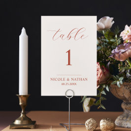 Boho Terracotta Earth Tone Rust & Beige Wedding Tischnummer