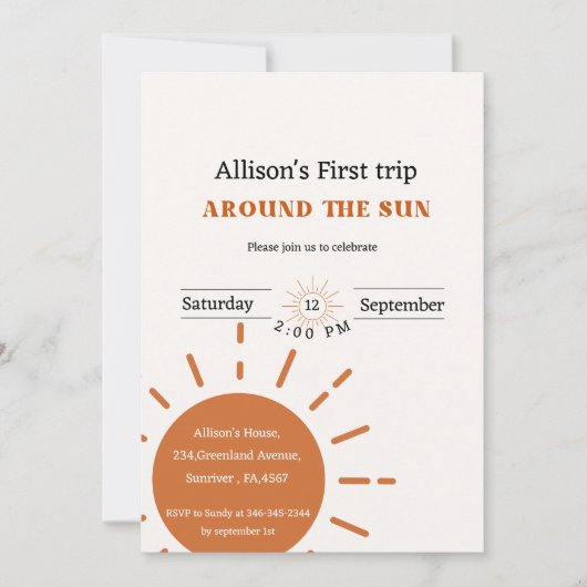 Boho terracotta erste Reise um die Sonne Einladung (Vorderseite)