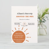 Boho terracotta erste Reise um die Sonne Einladung (Stehend Vorderseite)