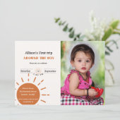 Boho terracotta erste Reise um die Sonne Einladung (Stehend Vorderseite)