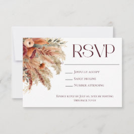 Boho Terracotta Fall Driven Florals Pampas Grass RSVP Karte