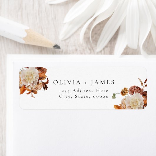 Boho Terracotta Fall Floral Rücksendeadresse (Insitu)