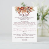 Boho Terracotta Fall Florals Pampas Grass Details Begleitkarte (Stehend Vorderseite)
