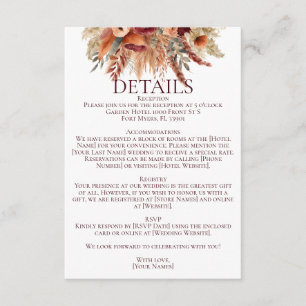 Boho Terracotta Fall Florals Pampas Grass Details Begleitkarte