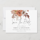 Boho Terracotta Fall Florals QR Code Wedding Save The Date (Vorderseite)